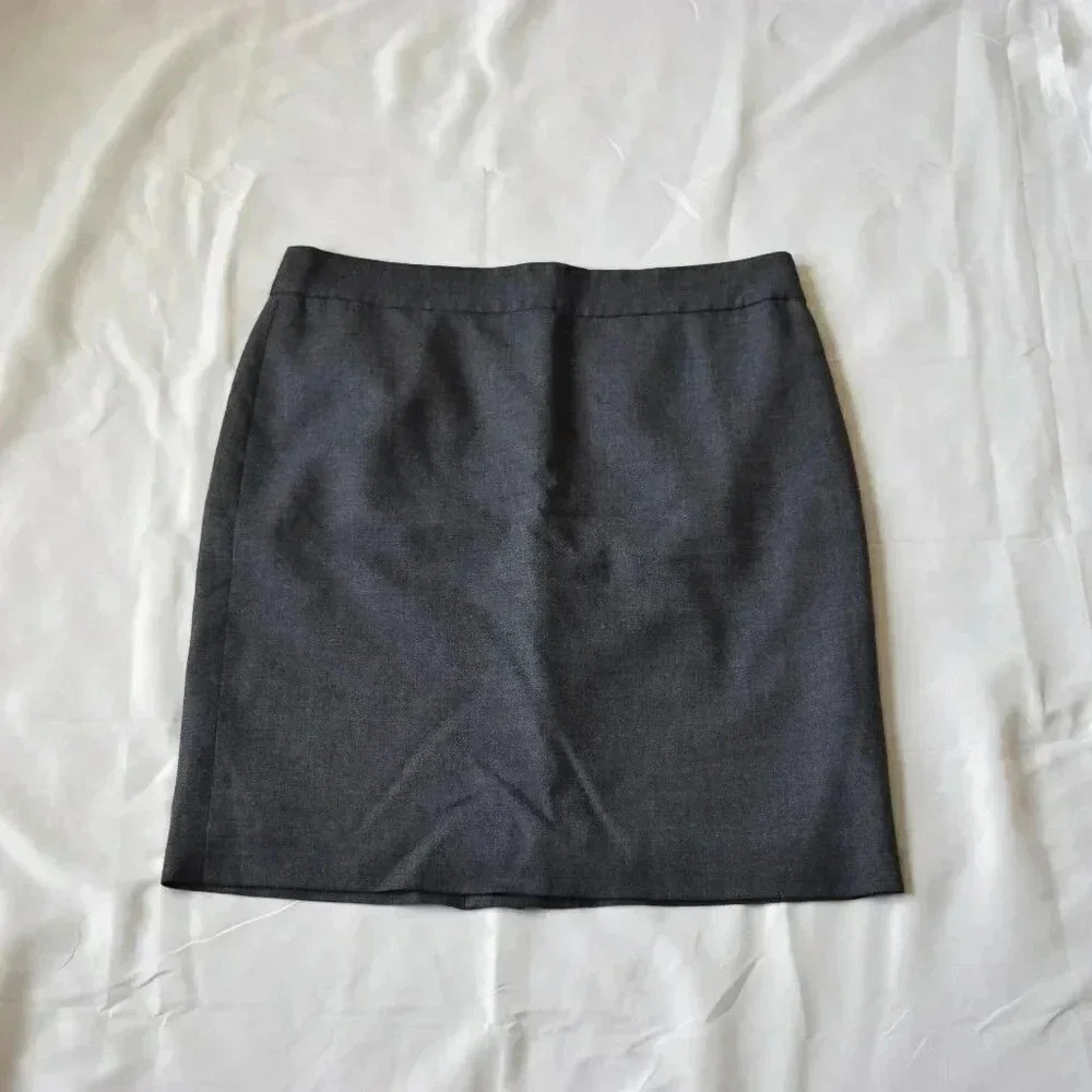 J.CREW Plain Knee Length Business Casual Pencil Skirt In Grey Size 12